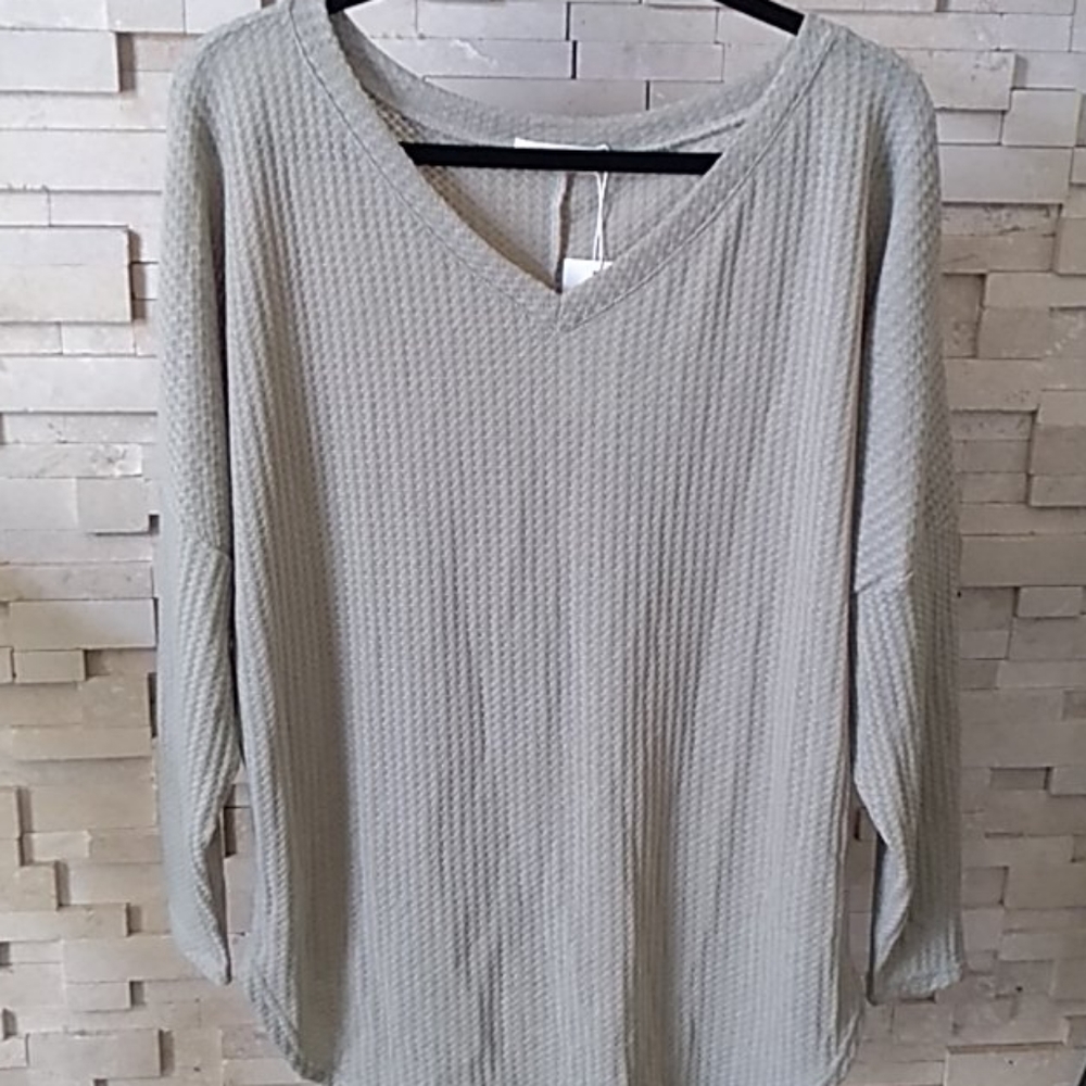 Waffled Knit Long Sleeve Shirt
